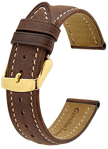 BISONSTRAP Vintage Uhrenarmbänder mit Gold/Roségold Schnalle, Leder Ersatzband 18mm 20mm 22mm