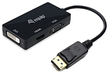 Equip 133441 Adaptateur DisplayPort vers VGA/HDMI/DVI, Noir