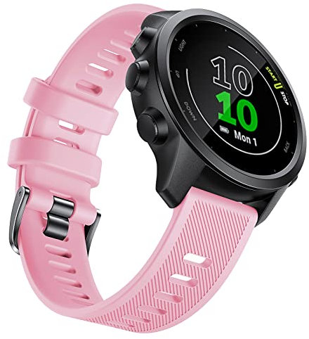 Bracelet pour Garmin Forerunner 245/245 music/Vivoactive 3, Bracelet 20mm Montre Connectée Compatible avec Garmin Forerunner 645/158/55 /Venu/Venu SQ/Venu 2 Plus/Vivomove HR(Rose)