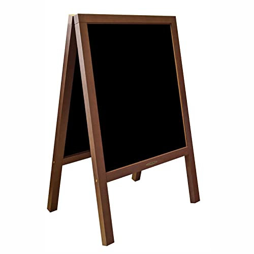 Panneau publicitaire exterieur en bois. Lourd et stable-16kg!- étanche - coupe-vent - Chevalet Stop Trottoir pour restaurant- Double Face (100x65 cm – 16kg, résistant aux intempéries)