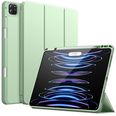 JETech Hülle für iPad Pro 12,9 Zoll (6./5. Generation, Modell 2022/2021) mit Stifthalter, Unterstützung Pencil Aufladung der 2. Gen, Dünne Tablet Schutzhülle mit TPU Rückseite (Matcha Grün)