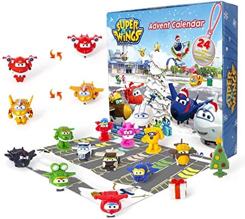 Super Wings Adventskalender mit 24 Überraschungsspielzeugen, Sammelfiguren, Zubehör und Aufklebern, Weihnachts-Countdown-Geschenke für Jungen und Mädchen ab 3 Jahren