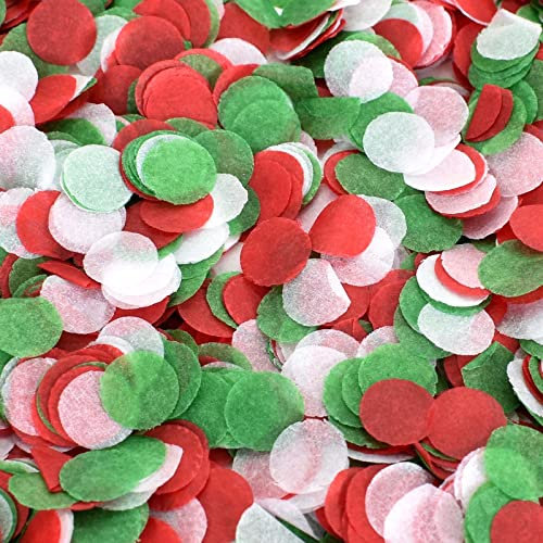 50 g Rundes Konfetti, 1cm Konfetti Papier, Seidenpapier Konfetti Papier, Runde Tissue Confetti für Geburtstag Dekoration Hochzeit Baby-shower Valentinstag Taufe (Rot und Grün)