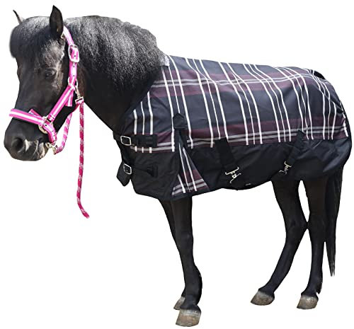 Gallopoff 600D Ripstop Wasserdicht Atmungsaktiv Mini Pferd Pony Pferdedecke (ohne Füllung) Redplaid 42