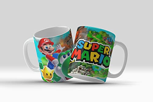 newseny Tasse Super Mario Bros | Kollektion Tassen Mario - Keramik dreifach A 350 ml (weißes Meer)