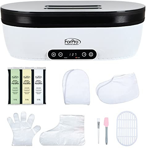 ForPro Nurture Digital Paraffin Bath Kit, All-In-One Paraffin Wax Kit for Hands and Feet, Includes 3 Lb. Paraffin Wax, Thermal Mitts & Booties, 100 Liners and Accessories