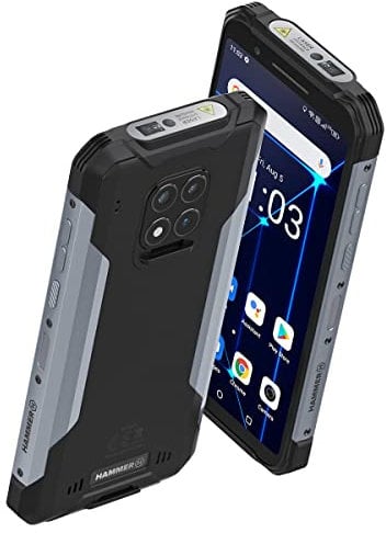 HAMMER Construction 6“ IPS Outdoor Handy, IP69 Robustes Militär Smartphone Wasserdicht Stoßfest Staubdicht, Akku 6000mAh, Android 12, 128GB Speicher, 6GB Ram, Dual SIM, GPS mit Laser-Entfernungsmesser