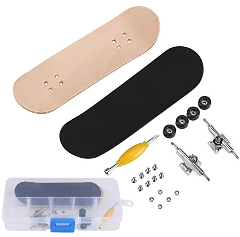 Honiwu Mini-Finger-Skateboard, Griffbrett aus Ahornholzlegierung, Pro-Fingerbrett mit Rutschfester PU-Box, Druck reduzieren, für Kindergeschenke(Schwarz)