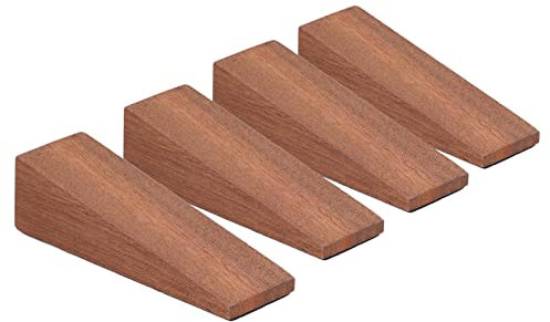 TOPINCN 4 Pack Wooden Door Stoppers, Triangular Wood Door Wedge Anti Slip Door Stops, Heavy Duty Door, Door Jammer, Brown