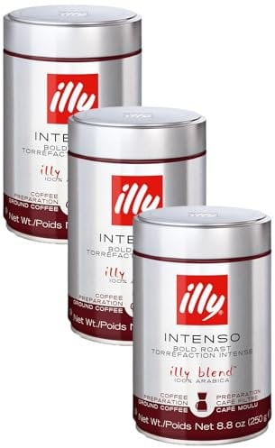 illy Coffee, Intenso Filter Coffee, Dark Roast, Made From 100% Arabica Beans, 250g (Pack of 3)