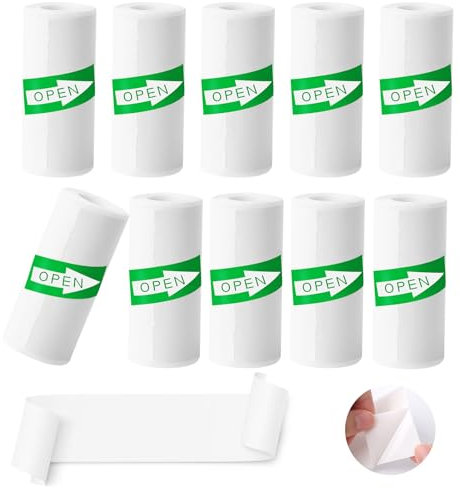 VMUTGA 10 Rouleaux Papier Thermique, Papier D’Imprimante Thermique Papier Autocollant Imprimable Appareil Photo Impression Papier pour Appareil Photo Enfant Mini Imprimante Mobile (55mm*25mm*3M)