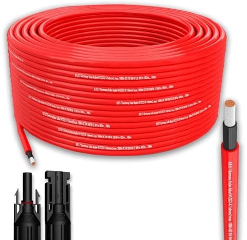 Solarkabel Solarleitung 75m 6mm² Photovoltaik PV Kabel + 10 Stecker Rot