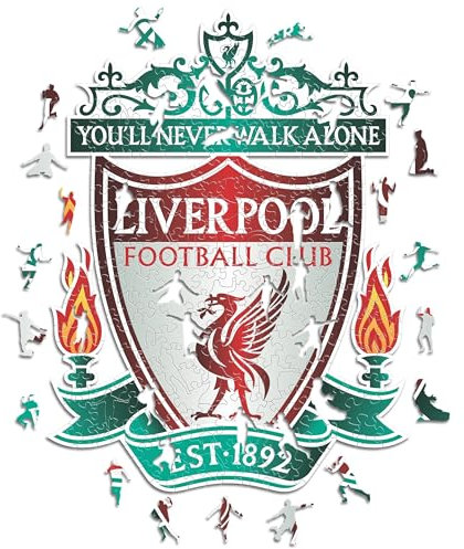 Iconic Puzzles, Liverpool Crest, 100% ökologisch nachhaltiges Holzpuzzle mit offizieller Lizenz, Größe L, 500 Teile