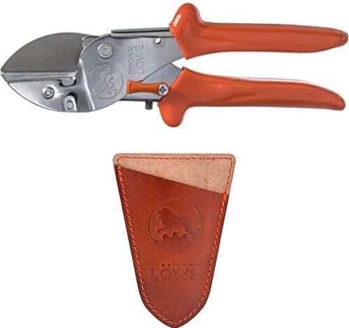 Original LÖWE Set bestehend aus Profi Amboss Gartenschere 2.104 für Schneidarbeiten an Obstbäumen & Klingenschutz 9807 zum Schutz vor Verletzungen und Beschädigungen