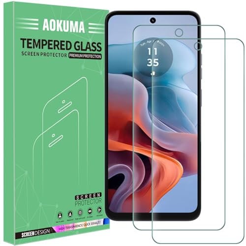 AOKUMA Protector de Pantalla para Motorola Moto G34, [2 Unidades] Cristal Templado para Moto G34 Fácil Instalación, Sin Burbujas, Alta Definicion, 9H Dureza, Anti-Arañazos