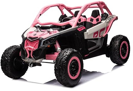 FINOOS Kinder elektroauto Maverick Buggy 24V, kinderauto 2-Sitzer, mit Fernbedienung 2,4GHz, 4 x Motor 24V, 200W, Akku: 24V, 2 – 7 Jahre (Rosa)