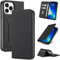 S. Dawezo Handyhülle für iPhone 14 Pro Max, Premium Leder Klappbare Flip Case [Stoßfeste][Magnetische][Standfunktion] [Kartenfächern] Tasche Schutzhülle für iPhone 14 Pro Max- Schwarz