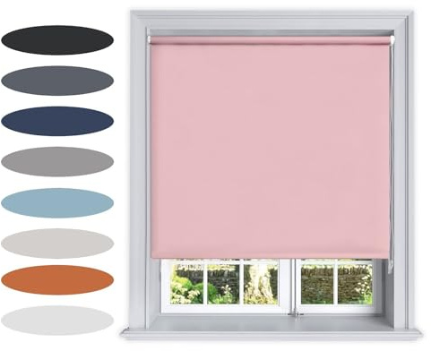 Lister Cartwright Roller Blinds Blackout Thermal(Pink) – UV Protection, Insulated Trimmable Window Blind, Easy Fit, Child Safe for Home Bed Room,Living Room & Office(250W x160H cm)