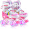 ERNAN Rollschuhe Mädchen Verstellbar.komfortabl LED Rollerskates für Jugendliche und Anfänger.4 Größen verstellbar,Rollschuhe für Mädchen,Jungen und Anfänger (Rainbow, M)
