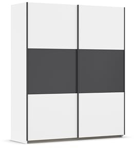 Rauch Möbel NEO, Schwebetürenschrank, Weiß/Grau metallic, Breite 175 cm | Kleiderschrank mit Schwebetüren, Schiebetüren, 2-türig, für Schlafzimmer, Kinderzimmer, Jugendzimmer, Homeoffice, Garderobe