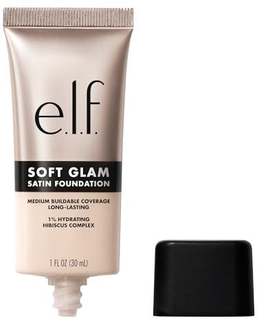 e.l.f. Soft Glam Satin Foundation, Mittlere Deckkraft, Langanhaltend & Aufbaubar, Für ein Glattes, Satinartiges Finish, Vegan & Tierversuchsfrei, 10 Fair Cool
