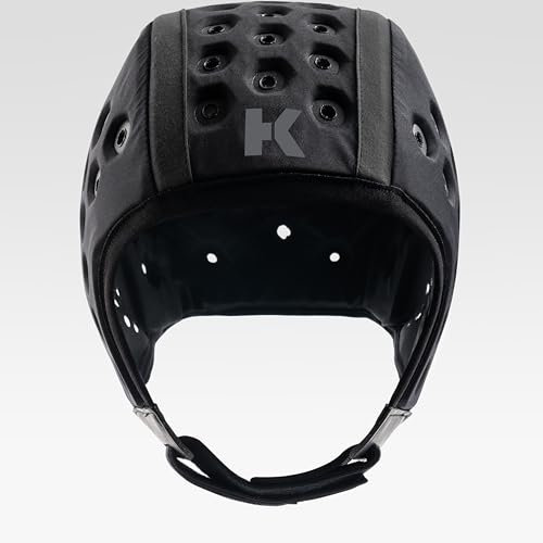 Youth Hedkayse Casque de rugby R5 (noir, jeune L) – Approuvé par le monde de rugby – La seule casquette Scrum qui offre une couverture complète