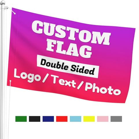 Custom Flag Banner Double Sided Personalised Flags with 2 Eyelets, 3 Layers-Add Photo, Text, Logo Make Your Own Welcome/Memory/Birthday Flag for Outdoor Decor Garden Camping Wedding, 2ftx3ft