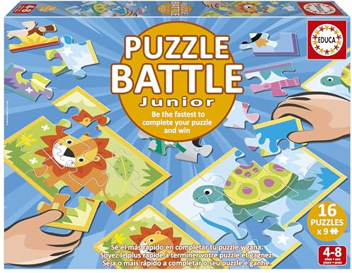 Educa - Puzzle-Kampftiere. Eine authentische Schlacht der Stücke | Seien Sie der Erste, der Ihr Puzzle vervollständigt, um der Gewinner zu Werden. Ab 4 Jahren (20116)