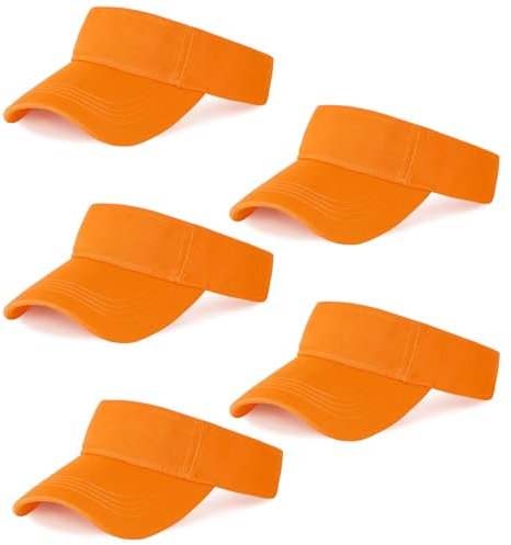 Marrywindix 5 Stück orange Sportbekleidung Athletic Visor Sun Sports Visor Hut Visier verstellbare Kappe für Damen und Herren (Einheitsgröße), Orange/Abendrot im Zickzackmuster (Sunset Chevron),