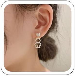Wendalern Niedliche Kaninchen Bär Ohrringe Perle Strass Panda Ohrringe Imitation Perle Cluster Herz Ohrstecker Ohrringe Cz Bär Kontur Tropfen Ohrringe Hochzeit Schmuck Schmuck Für Frauen Mädchen