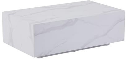 Hela Tische, Couchtisch, Beistelltisch, Cube, Holzwerkstoff, Dekor Marmor Weiß, 100x60x35cm