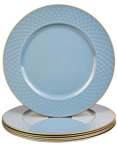 UOEKCS Light Blue Charger Plates, 13 Round Chargers for Dinner Plates, Plastic Chargers for Parties, Table Setting, Holidays, (Set of 6)