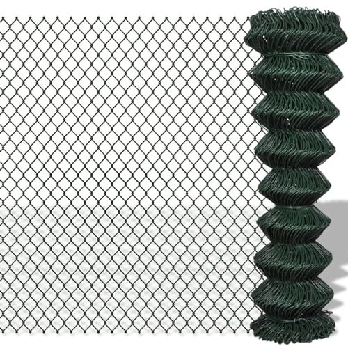 Juroupi Chain Link Fence Steel 1,5x25 m Green,Chain Link Fence,Garden Fencing,Chain Link Fencing,Garden Fencing Barrier-140351