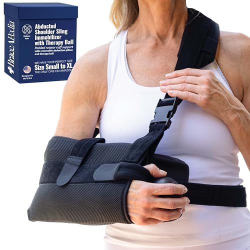 Braceapedia PerfectFit Arm Sling Shoulder Immobilizer with Abductor, Medical Grade Support Brace, Rotator Cuff or Surgery Recovery Sling, Shoulder Brace for Men and Women, Large, Black