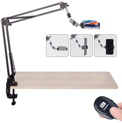 YCCLDIPL Verbesserte Handyhalterung, fest zum Fotografieren und Scannen, geeignet für Schreibtische, Schreibtische, Büros, Küchen, mit Clip zum Scannen von Fotoalben, Schwarz