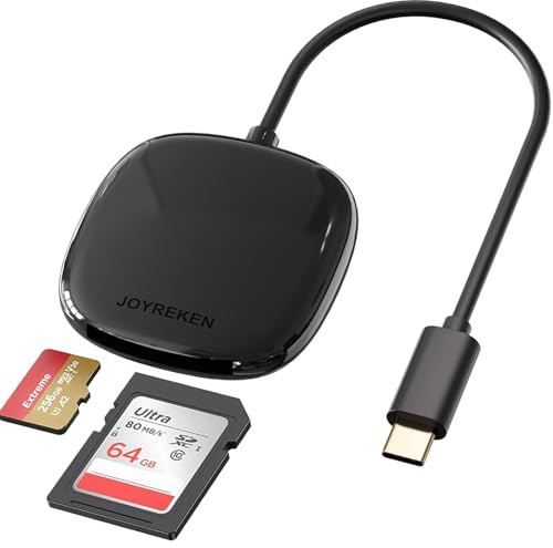 USB-C SD Kartenleser, 2-in-1 Micro SD Kartenleser für TF SD Micro SD SDXC SDHC, USB-C SD Kartenleser kompatibel mit iPhone 15, Samsung Galaxy, MacBook, iPad, Wildkamera (15 cm)