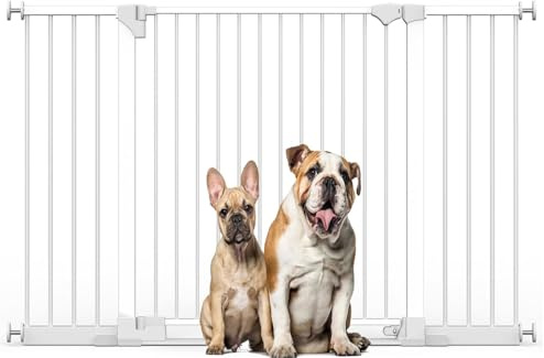 Bettacare SafeStep Dog Gate, White, 152cm - 159cm, Extra Low Walkthough, 81cm Extra Wide Doorway, Extra Wide Gate for Stairs, Hallways and Doors, Pet and Puppy, Easy Installation