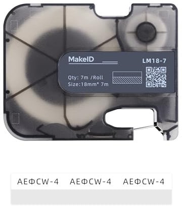 MakeID Self-Laminating Wire Wrap, PE Labels with Ribbon Cartridge for Datacom Cables, Black on White - for P31 Industrial Label Makers, 0.71 W, 22.96ft/Roll