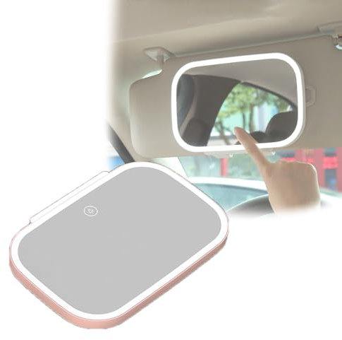 JSYDMA Espejo Parasol Coche para BMW E60 E90 E91 E92 E36 E30 E39 E46 X5 E53 E70 F10 F30 F20 E87 M3 M5, Espejo Maquillaje con Luz Coche Recargable con 3 Modos de luz y 60 LED,Pink