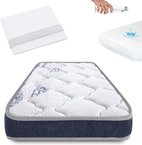 Symphony CoolDreams MaxiCuna Matratze 140 x 70 cm, viskoelastisch, wendbar, reduziert das Erstickungsrisiko, inklusive wasserdichtem Matratzenschutz und Bettlaken, zertifiziert nach OEKO-TEX und