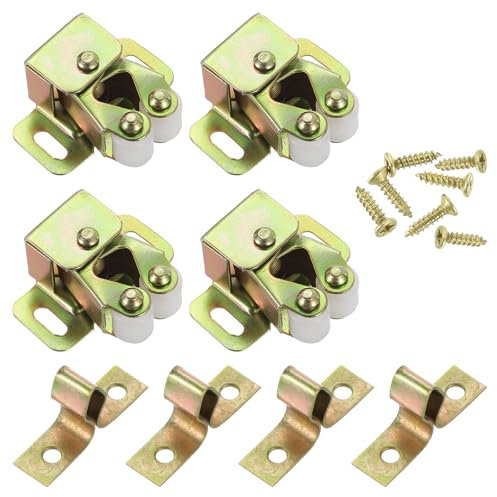 sourcing map 4Pcs Cabinet Latch Double Roller Catches, Cabinet Door Latch Lock Stop Catch Clamp Closer Magnetic Hardware for Cabinet Cupboard Kitchen Closet Door, Multicolor