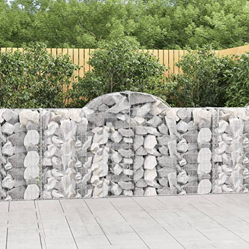 qohoio Cesti Gabbioni ad Arco 8 pz 200x30x100/120 cm Ferro Zincato,Gabbioni,Cesti Gabbioni ad Arco,Gabbioni da Giardino,Gabbioni Metallici per Pietre-3146116