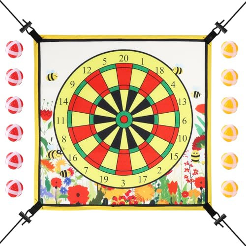 Zubehör für Trampolin-Dartscheibe, 60cm Dartscheibenspiele für Kinder mit 12 Klebebällen Trampolin-Spielzeugset Trampolin-Wurfspiel für 8/10/12/14 Fuß Trampoline Partyspiele Drinnen Draußen