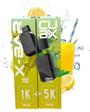 CUBX- double pod remplissable (batterie non incluse) sans nicotine ni tabac, Vente interdite aux personnes âgées de moins de18 ans (saveur : Granite Citron)