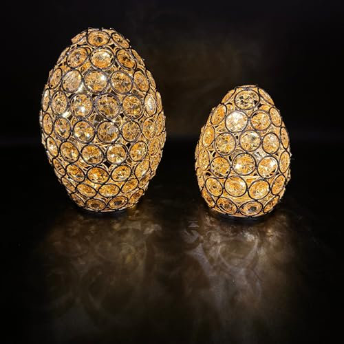 Online Fuchs 2 magische Ostereier mit Glaskristallen & LED-Lichterkette inklusive 6-Stunden Timerfunktion - Osterdeko - Warmweiß oder Farbwechsel möglich (Champagner)