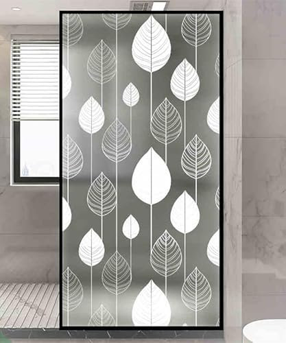 Vinilos para Cristales Patrón De Hojas Blancas Vinilo Ventana para Opacar Cristales Reutilizable Proteger la Privacidad para Baño Cocina Oficina Decoración 40x60 cm