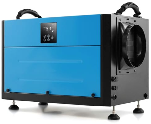 RELAX4LIFE Deumidificatore Commerciale 58,5/73,5 L, Deumidificatore Industriale Professionale con 3 Modalità e Timer 24H per Cantina Magazzino fino a 80/100㎡ (Blu - 73,5 L/giorno)