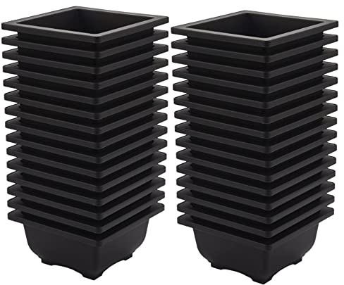 MVOSJFIE 30 PCS 4.7 Inch Flower Pot, Square Plastic Bonsai Training Pot, Flower Flower Pot Container, for Garden