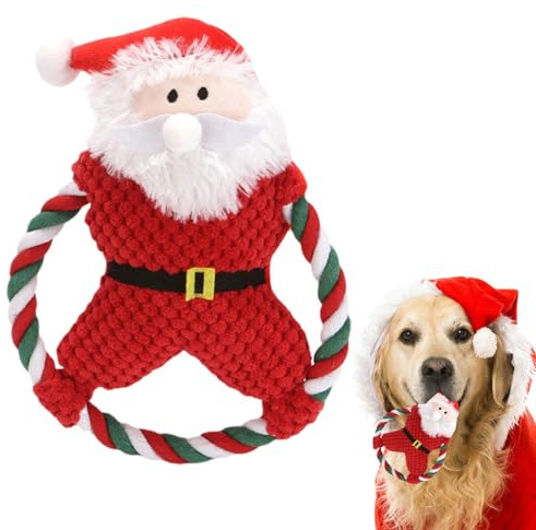 Renchey Juguetes para Perros con Squeaker | Juguete Navideño para Perros De Santa | Muñeco Tierno Masticable para Cachorros | Juego Interior para Mascotas En Hogar Viajes Coche Parque Dormitorio
