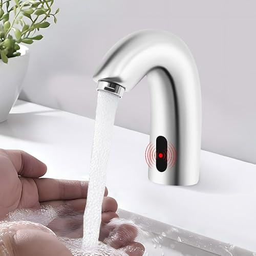 Wasserhahn Mit Automatischer Sensor Infrarot Kaltwasserhahn Badezimmerhahn Automatisch Armaturen Badarmatur Waschtischarmatur Küchenarmatur Waschbecken Wassersparend Für Bad Badezimmerarmatur